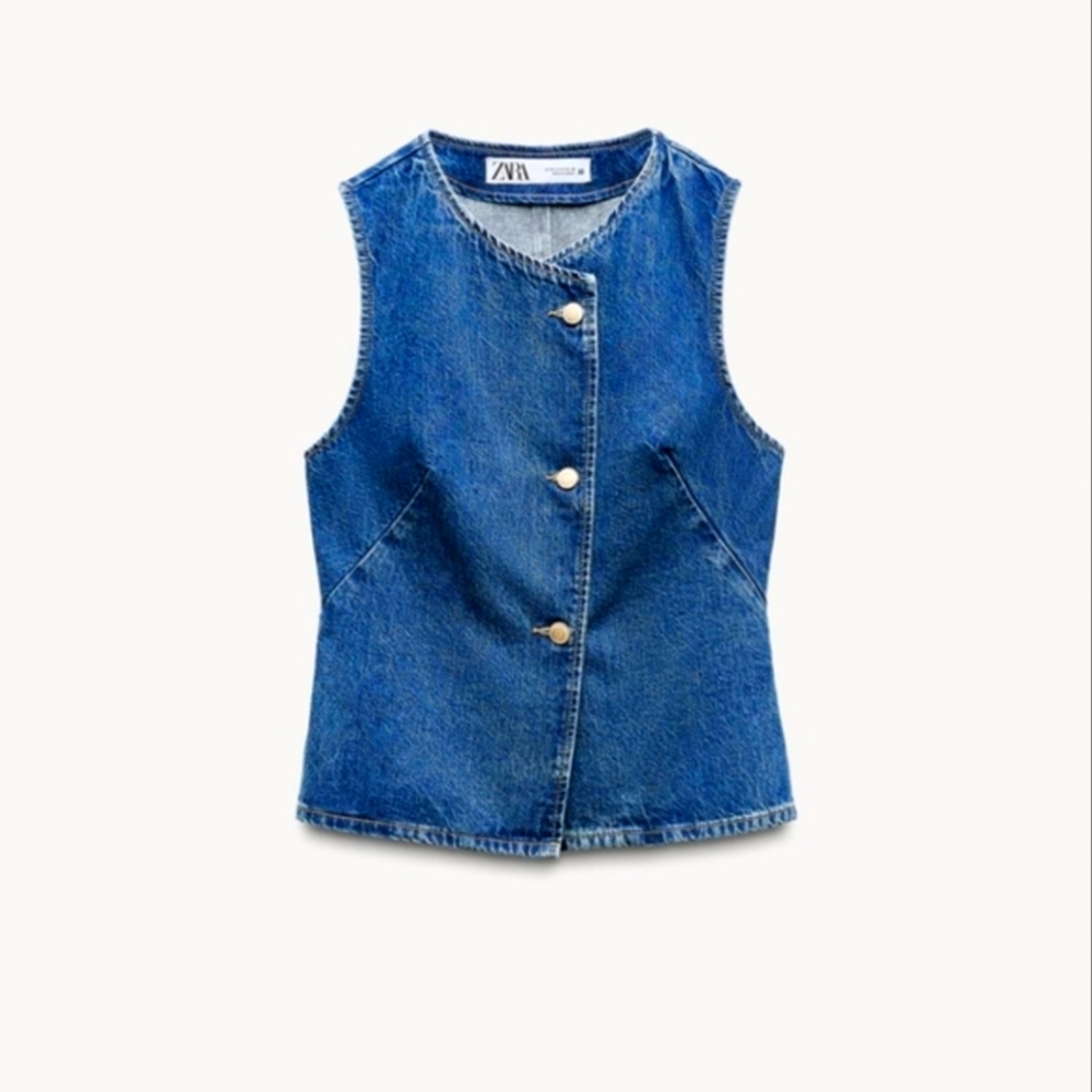 Zara Indigo Denim Vest Size Small